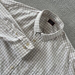 Untuckit Amedeo Shirt Mens XXL‎ 2XL Wrinkle Free Tan Check Long Sleeve Travel